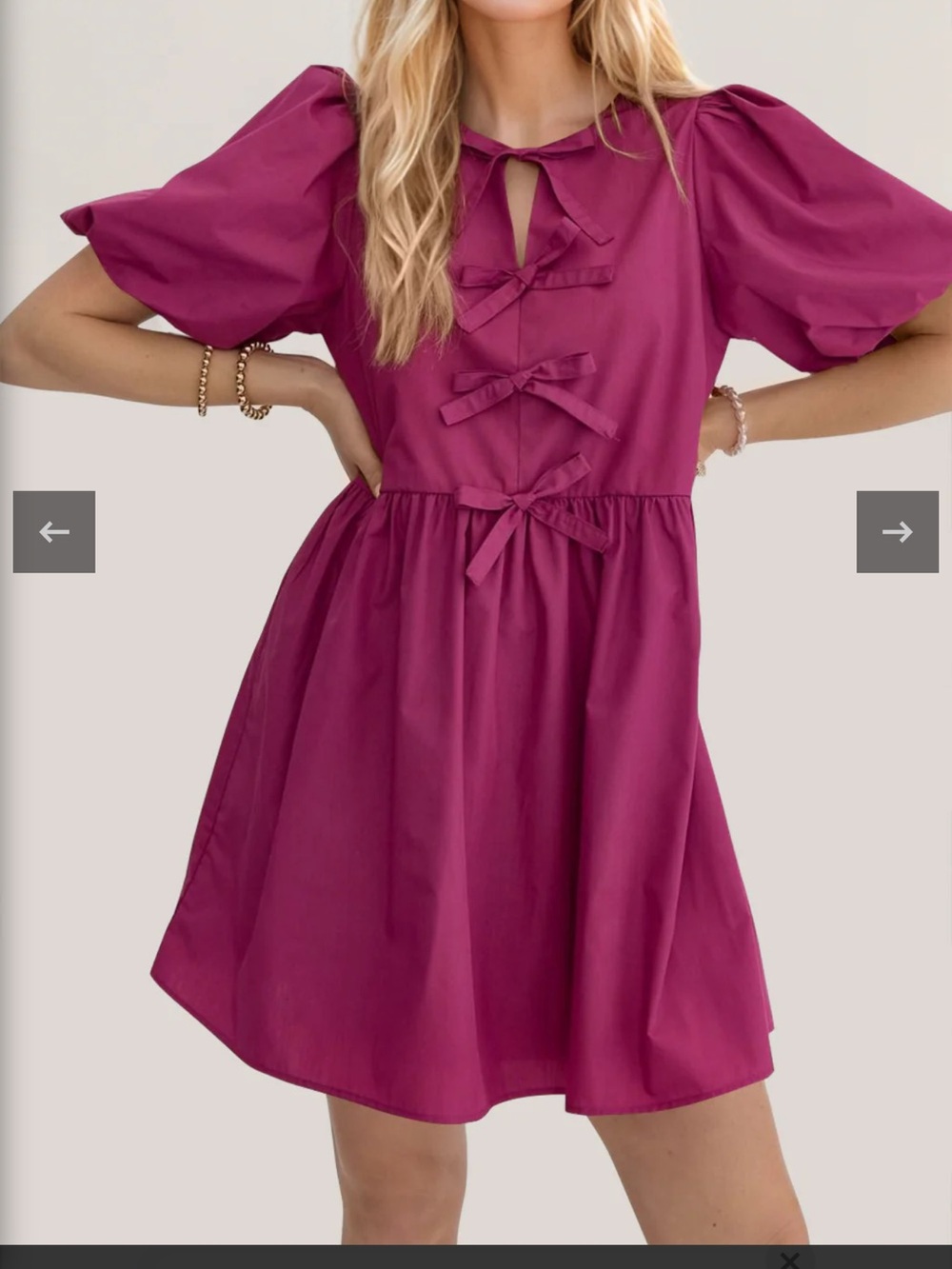 Entro Magenta Polin Mini Dress Front Bows